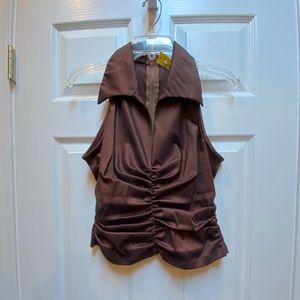 Vintage Brown Runched Top